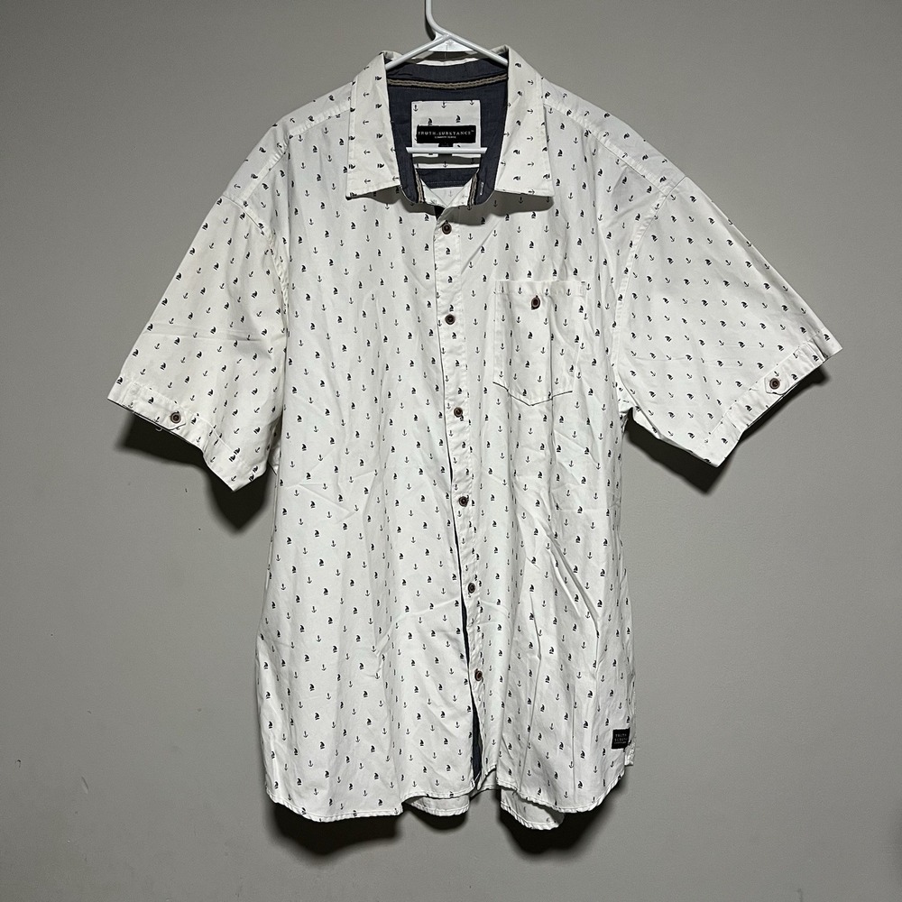 Truth Substance Men's Shirt Size 3XL Common Sense Button Front Sail Boats Print